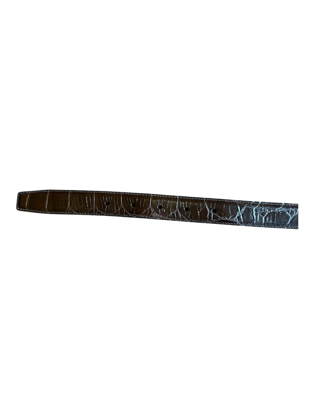 Vintage WCM New York Croc Embossed Leather Belt Size M Dark Brown Wrapped Buckle
